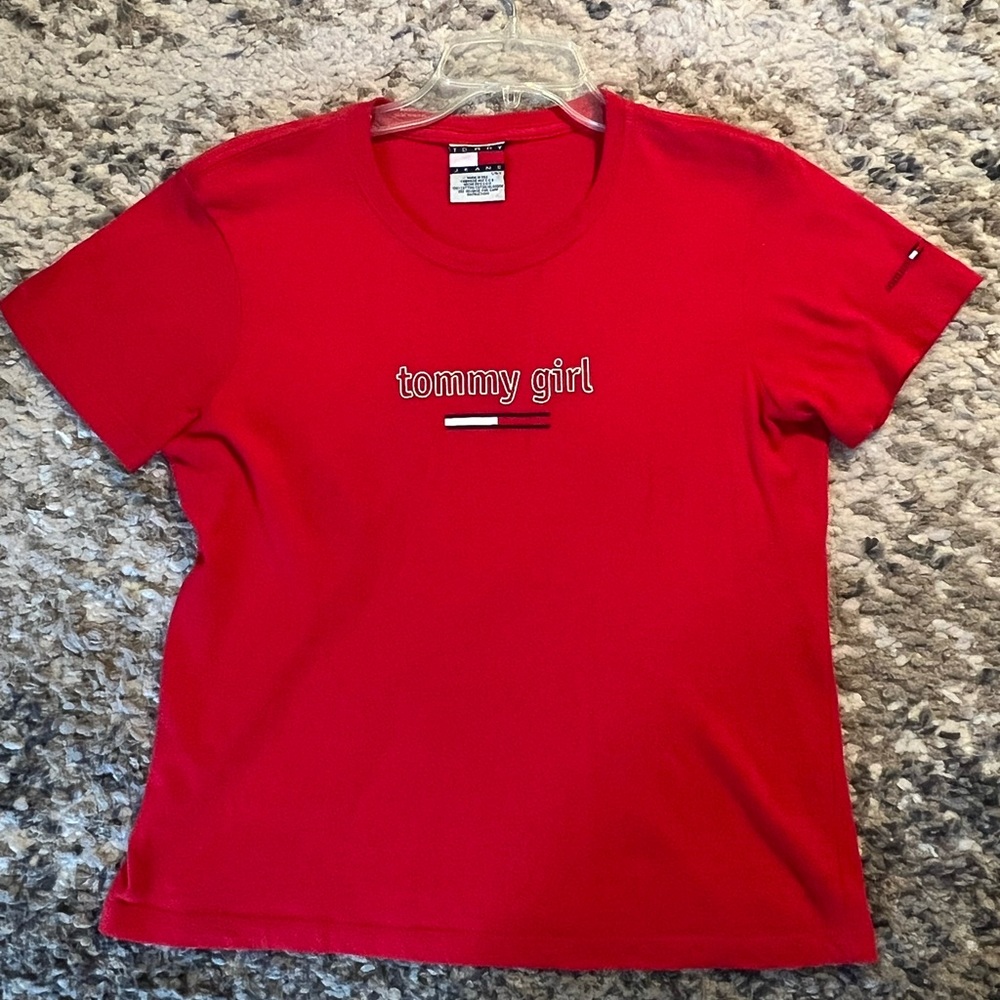 Vintage Y2K era Tommy Hilfiger Tommy Girl red logo tee
